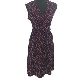 Leota black‎ print wrap dress sz S small